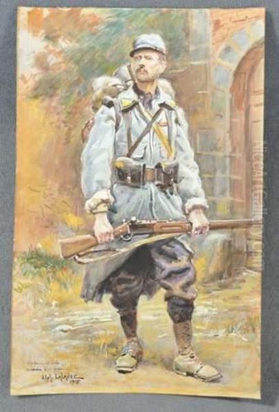 Officier D'artillerie France 14/18 En Pied Oil Painting by Alphonse Lalauze