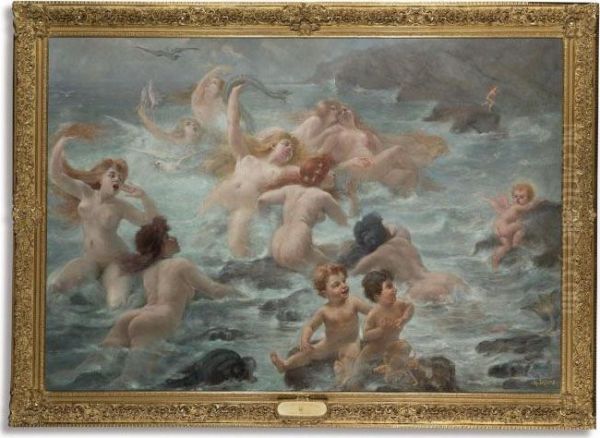 Le Chant Des Sirenes Oil Painting by Adolphe Lalire