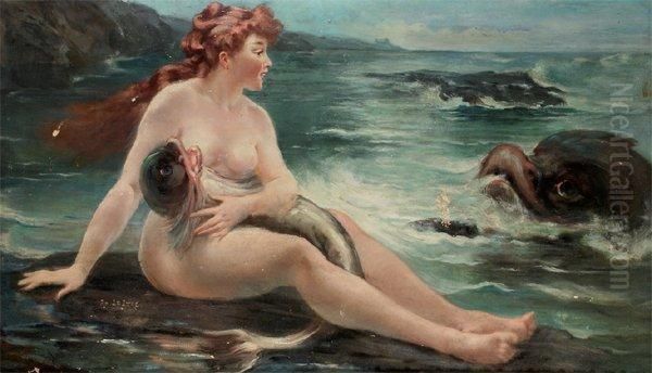 Nu Aux Dauphins Panneau Oil Painting by Adolphe Lalire