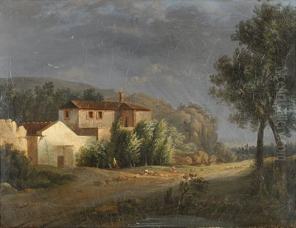 Paysage Sous L'orage Oil Painting by Jean-Baptiste Lallemand