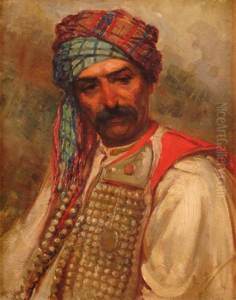 Uomo Con Baffi In Costume Dalmata Oil Painting by Giuseppe Lallich