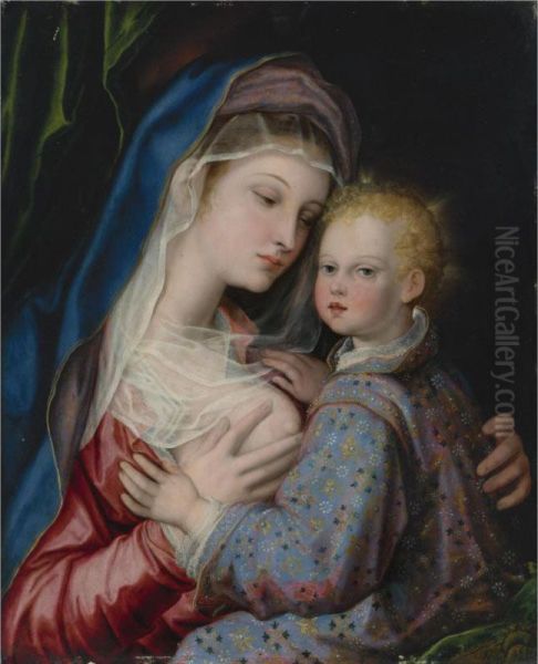 Madonna And Child Oil Painting by Giovanni Bernardo Lama