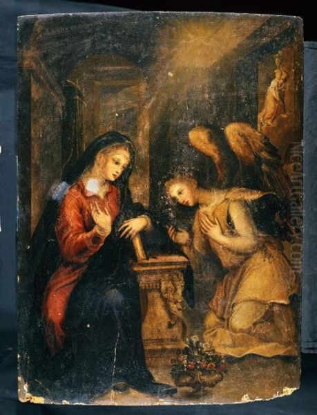 Annunciazione Oil Painting by Giovanni Bernardo Lama