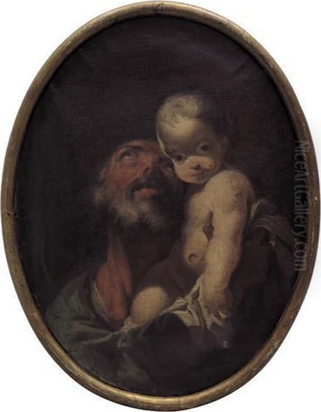 San Giuseppe Con Bambino Oil Painting by Giulia Lama