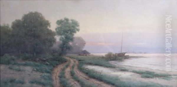 Evening By The Sea Oil Painting by Edwin, Lamasure Jr.