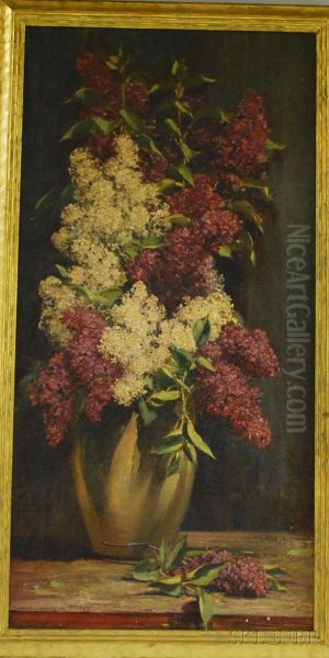 Lilacs In A Vase Oil Painting by Frederick Mortimer Lamb