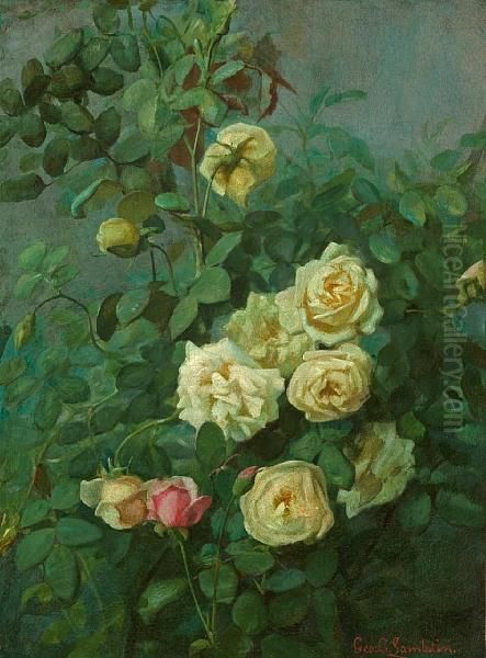 The Rose Bush Oil Painting by George Cochran Lambdin