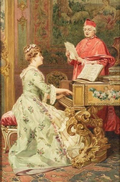 Her Music Lesson Oil Painting by L. Lambersi