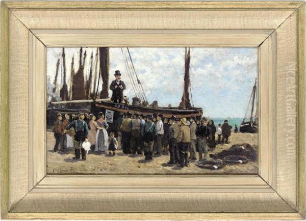 Brighton Fish Market Oil Painting by Clement Lambert