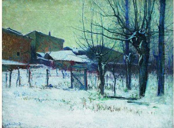  Village Sous La Neige, Circa 1920  Oil Painting by Fernand Alexis Lambert