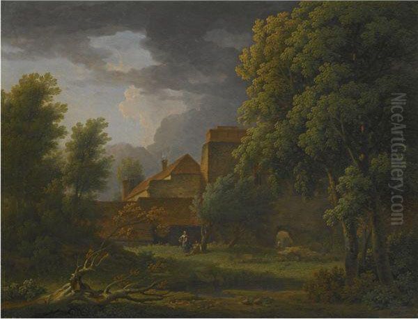 Part Of A Ruin Of St Radigund's Abbey, Kent Oil Painting by George Lambert