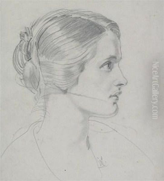 Study Of A Woman In Profile Oil Painting by George Lambert