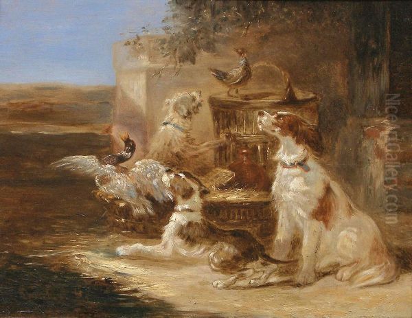 Volailleet Chiens Oil Painting by G.R. Lambert