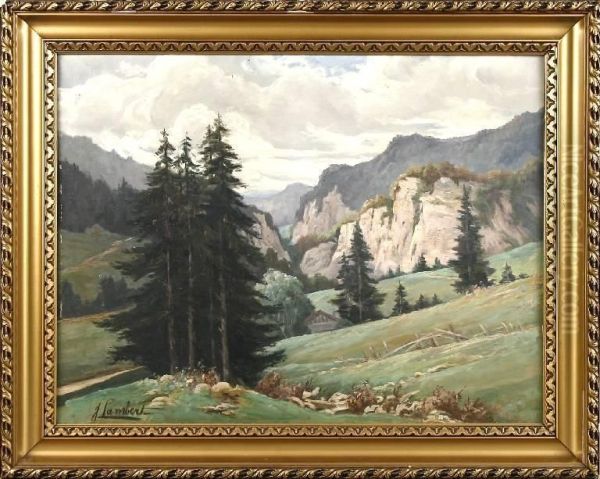 Sommerliche Zerkluftete Gebirgslandschaft Unter Imposant Bewolktem Himmel Oil Painting by James Lambert Junior