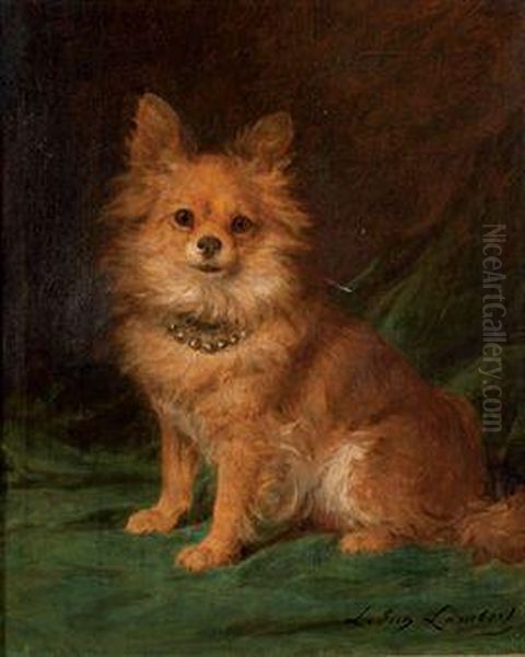 Chien Papillon Oil Painting by Louis Eugene Lambert