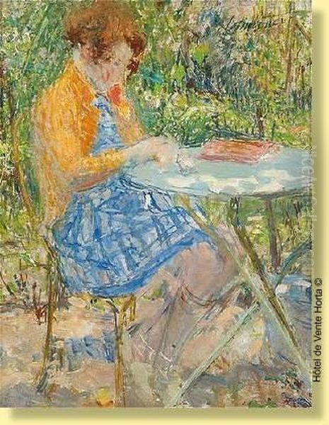 Jeune Fille Au Jardin Oil Painting by Joseph Lamberton