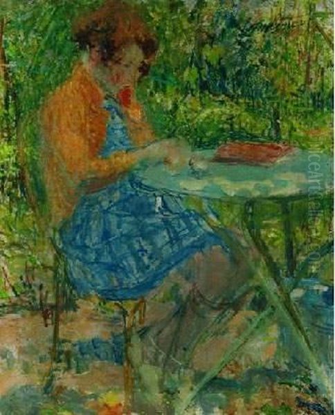 Fillette Dans Un Jardin Oil Painting by Joseph Lamberton