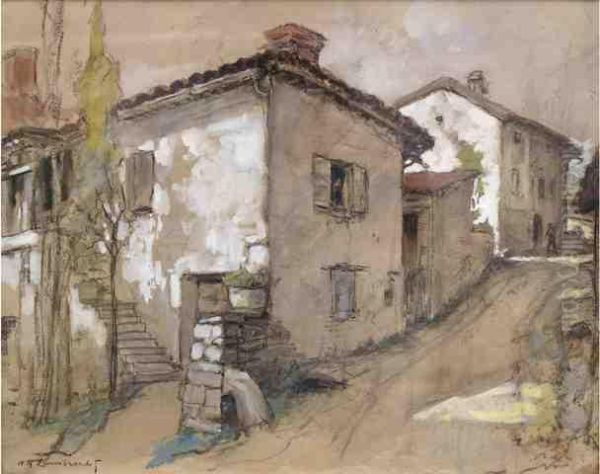 Rue En Provence Oil Painting by William Adolphe Lambrecht