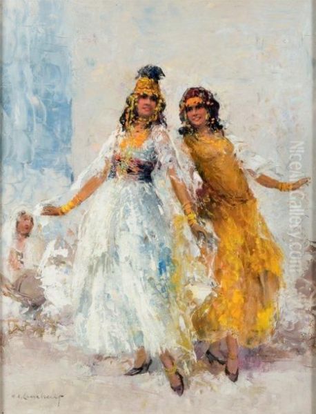 Danseuses Orientales Aux Bijoux Oil Painting by William Adolphe Lambrecht