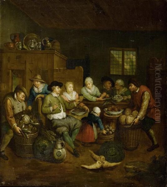 Kuchenszene Mit Figuren Oil Painting by Jan Baptist Lambrechts