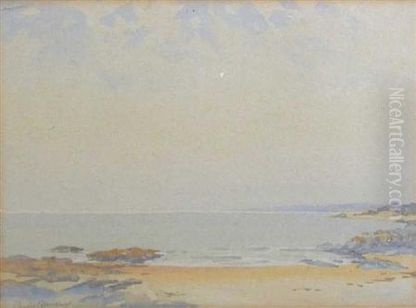 Peaceful Beach Scene Oil Painting by Charles-Joseph Lameire