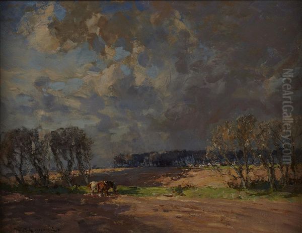 Autumn Ploughing Oil Painting by William Bradley Lamond