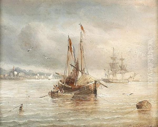 Marinestuck. Oil Painting by Alphonse Lamotte