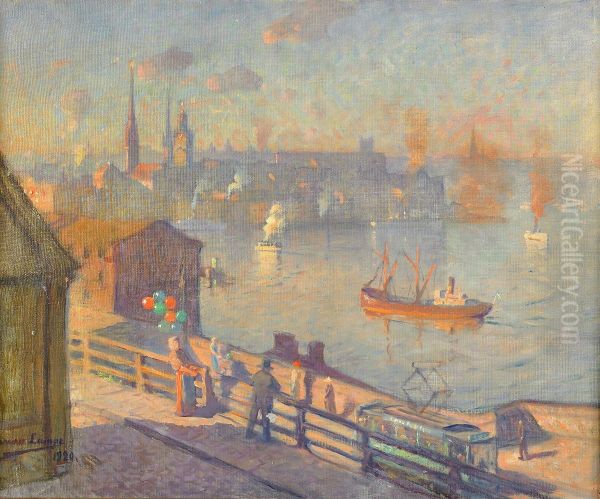 Utsikt Mot Gamla Stan - Stockholm Oil Painting by Gunnar Lampa