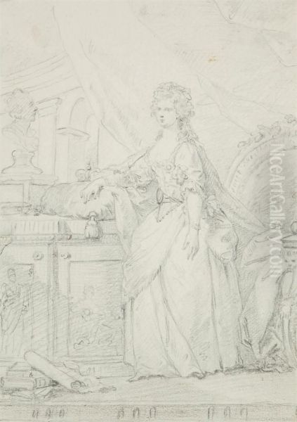 Study For A Full-length Portrait Of Empress Maria Feodorovna Oil Painting by Johann Baptist the Elder Lampi