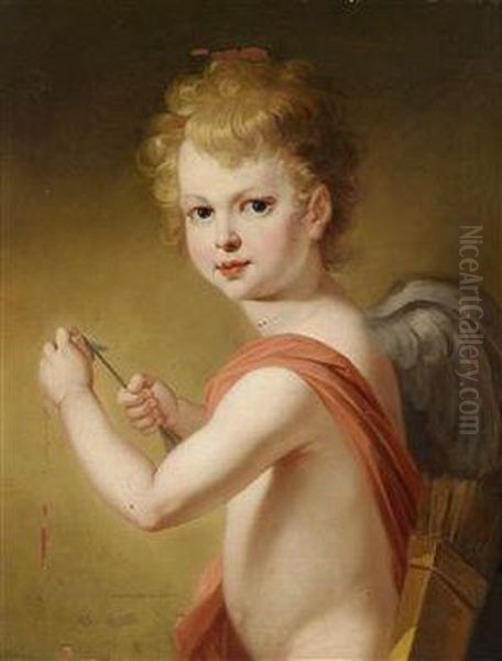 Cupid Oil Painting by Johann Baptist Ii Lampi