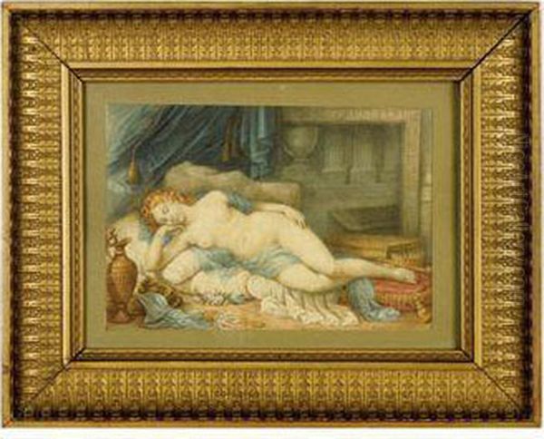 Dormant Female Nude Oil Painting by Johann Baptist Ii Lampi