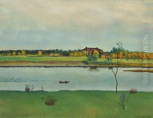 Greuksen Tila Siikajoella (pohjois-pohjanmaanmaamieskoulu) Oil Painting by Vilho Lampi