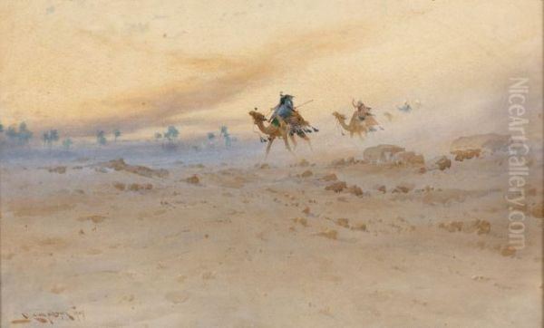 Caravane Dans Le Desert Oil Painting by Augustus Osborne Lamplough