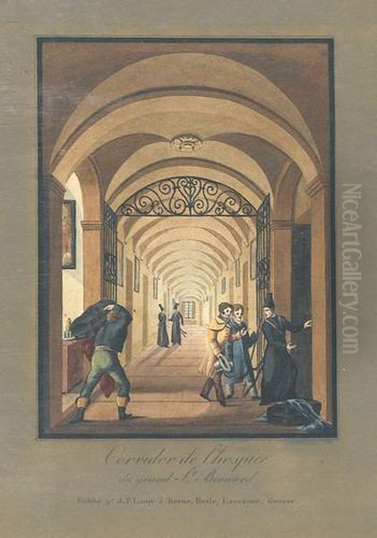 Corridor De L'hospice Du Grand St. Bernard Oil Painting by Johann Peter Lamy