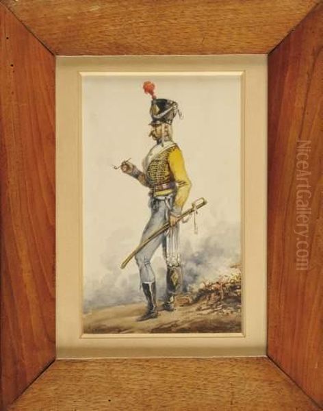 Hussard Du 9eme Regiment Oil Painting by Pierre Auguste Lamy