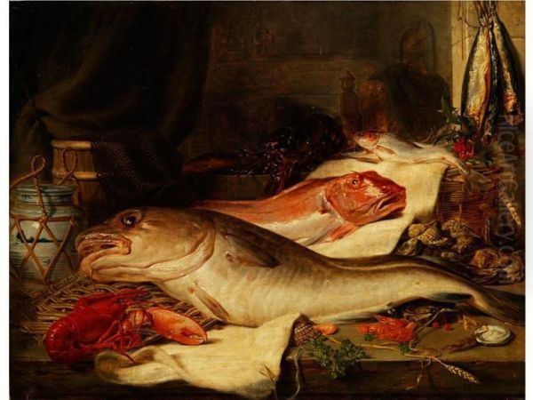 Fischstilleben Oil Painting by George Lance