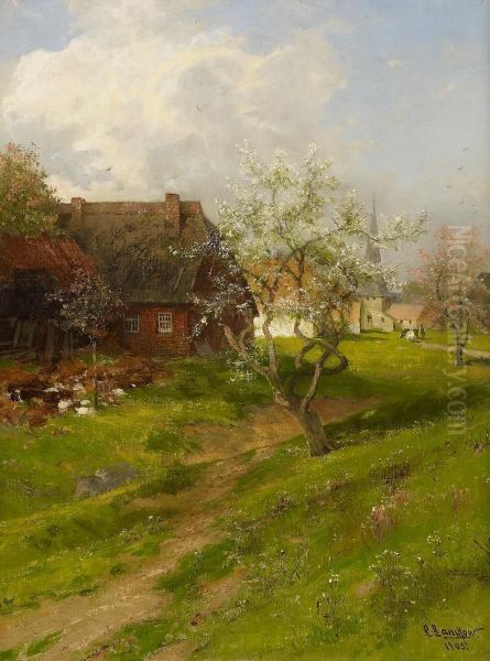 Fruhling Im Dorf Oil Painting by Ludwig Lanckow