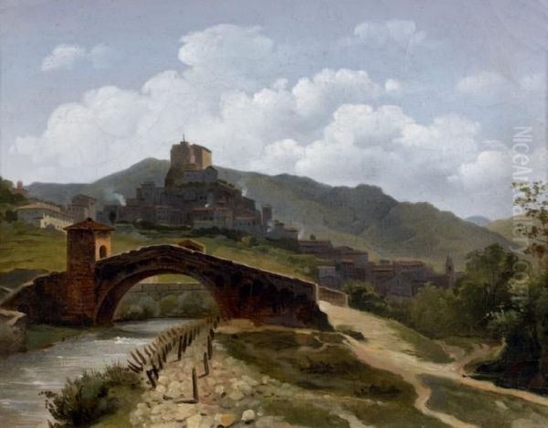 Vue Prise A Subiaco Oil Painting by Joseph Ferdinand Lancrenon