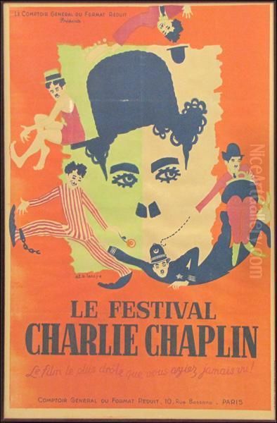 Le Festival Charlie Chaplin Oil Painting by Bernard Blanc-Percy Lancy