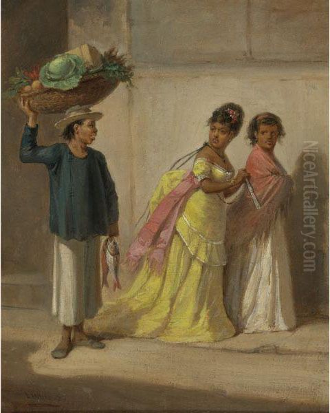 Tipos Populares (mujeres Y Vendedor De Frutas) by Victor Patricio Landaluze