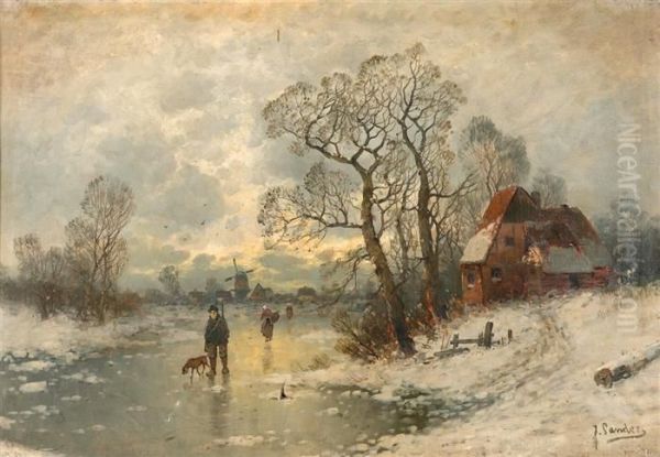 Winterlandschaft. Oil Painting by Sandor L. Landeau