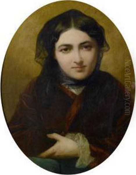 Portrait Of A Young Lady Oil Painting by Charles Zacharie Landelle