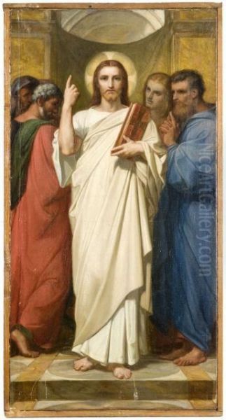 Le Christ Et Les Quatre Evangelistes Oil Painting by Charles Zacharie Landelle