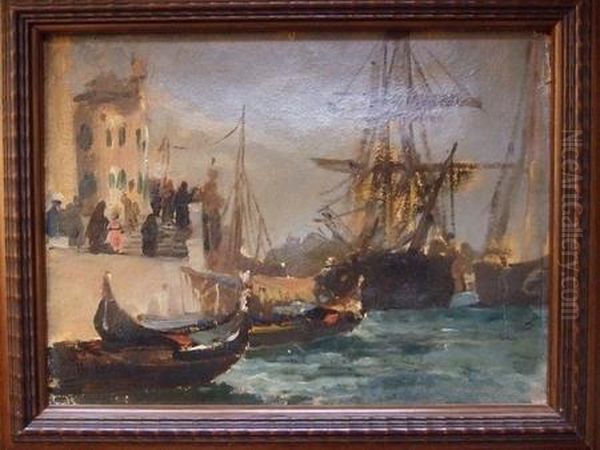 Dans Le Port De Venise Oil Painting by Georges Landelle