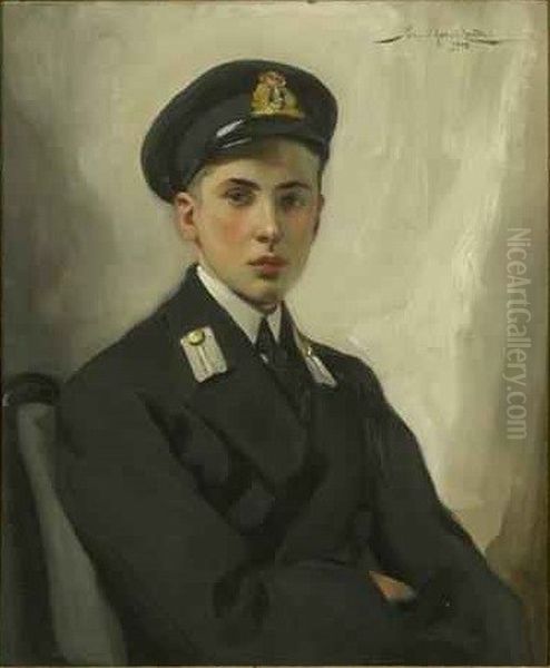 Portraitof A Young Midshipman Oil Painting by John St. Helier Lander