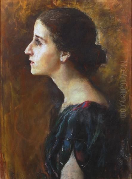 Profilo Di Gentildonna Con Orecchino Oil Painting by Angelo Landi