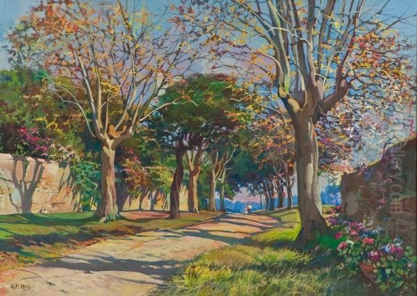 Viale Con Luci Primaverili Oil Painting by Antonio G. Landi