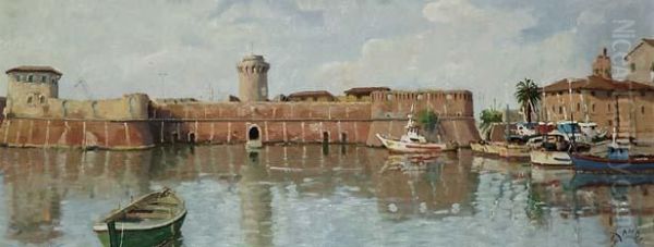 Porto Di Livorno Oil Painting by Antonio G. Landi