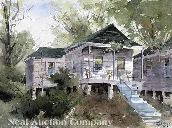 Mississippi Cabin Oil Painting by John Landis