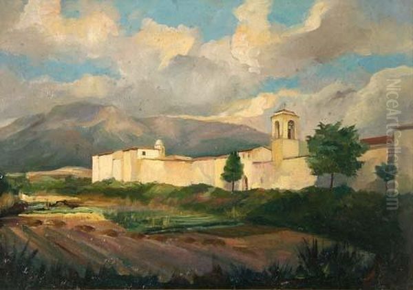 Le Mura Di Norcia, 1971 Oil Painting by Paolo Landriani